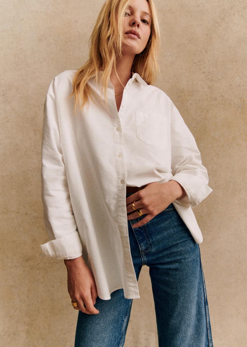 Sézane Tops Max Shirt Women Exquisite Casual White