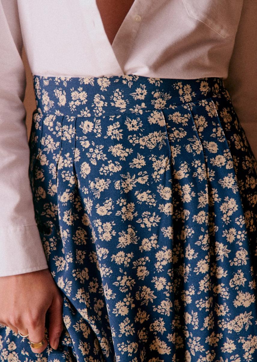 Practical Women Blue Floral Print Skirts & Shorts Sézane Alicia Skirt - 2