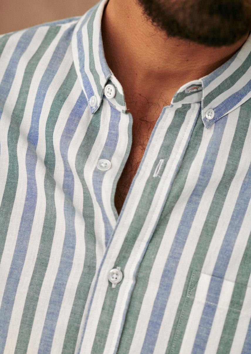 Shirts Men Blue Stripes Comfortable Sézane Oxford Charlie Shirt - 3