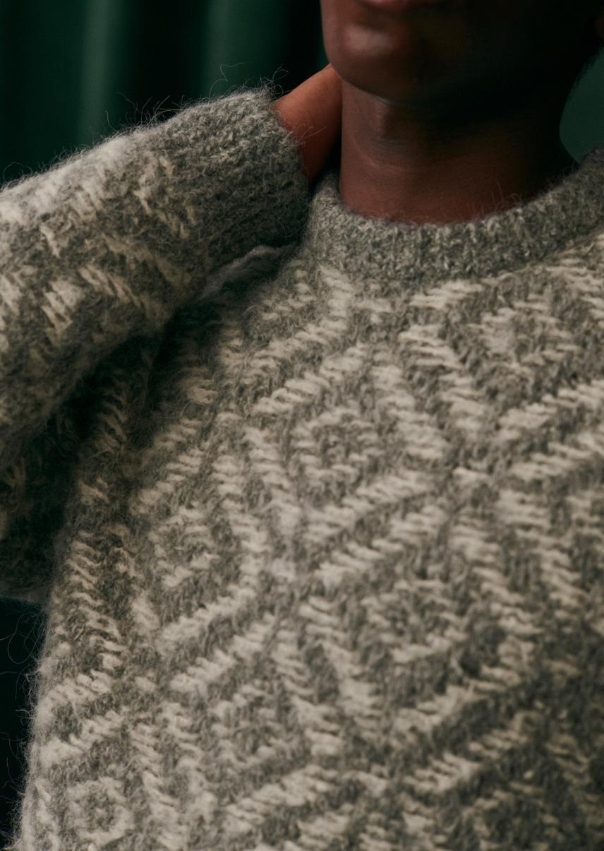 Bergen Sweater New Gray / Ecru Men Sézane Knitwear - 1