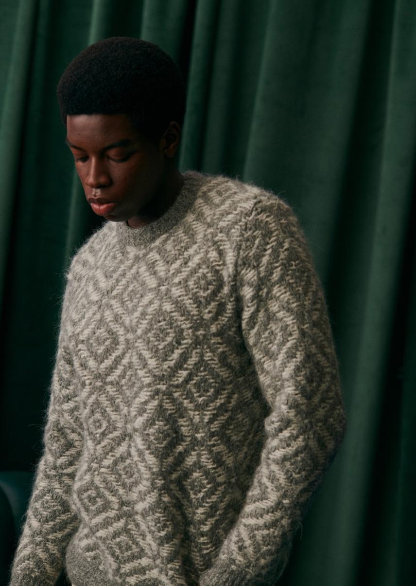 Bergen Sweater New Gray / Ecru Men Sézane Knitwear - 3