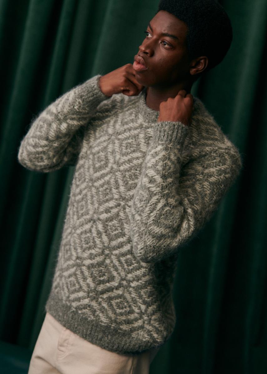 Bergen Sweater New Gray / Ecru Men Sézane Knitwear