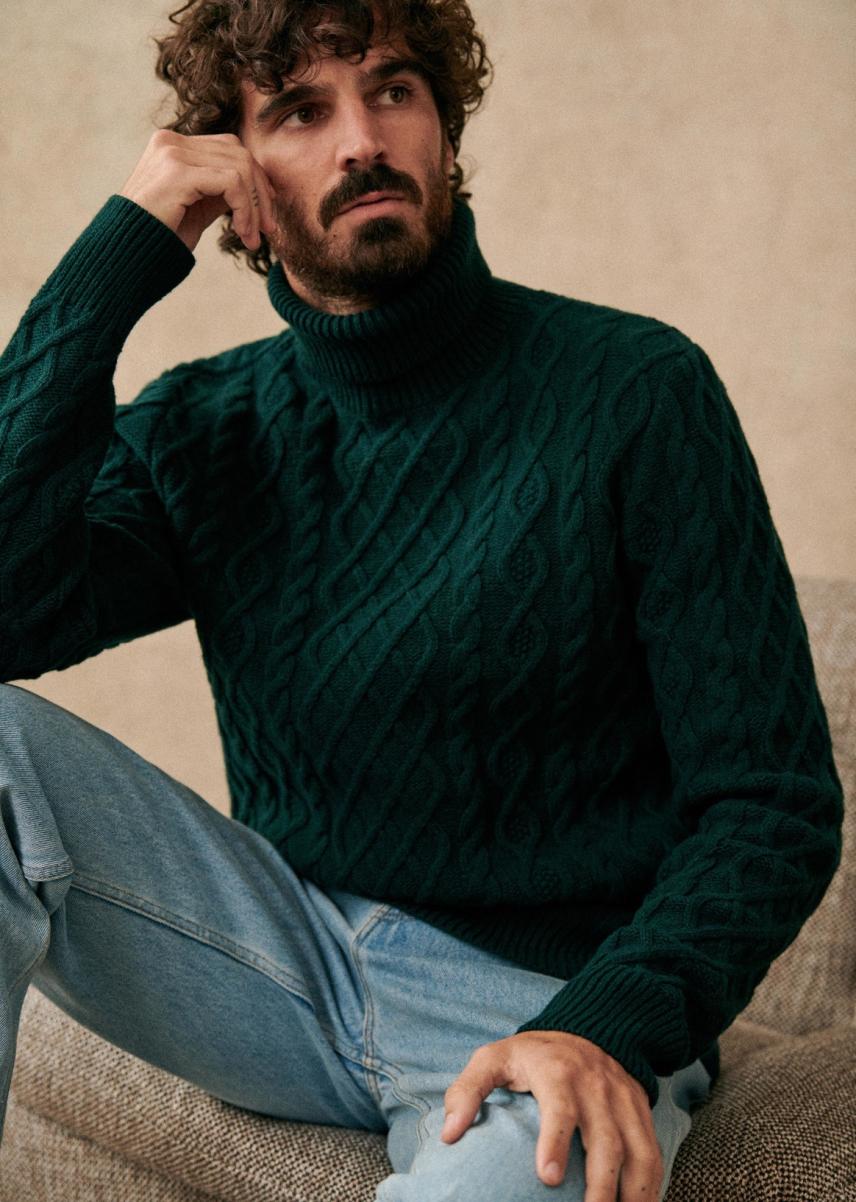 Pine Green Men Ayden Sweater Knitwear Sézane Serene - 1
