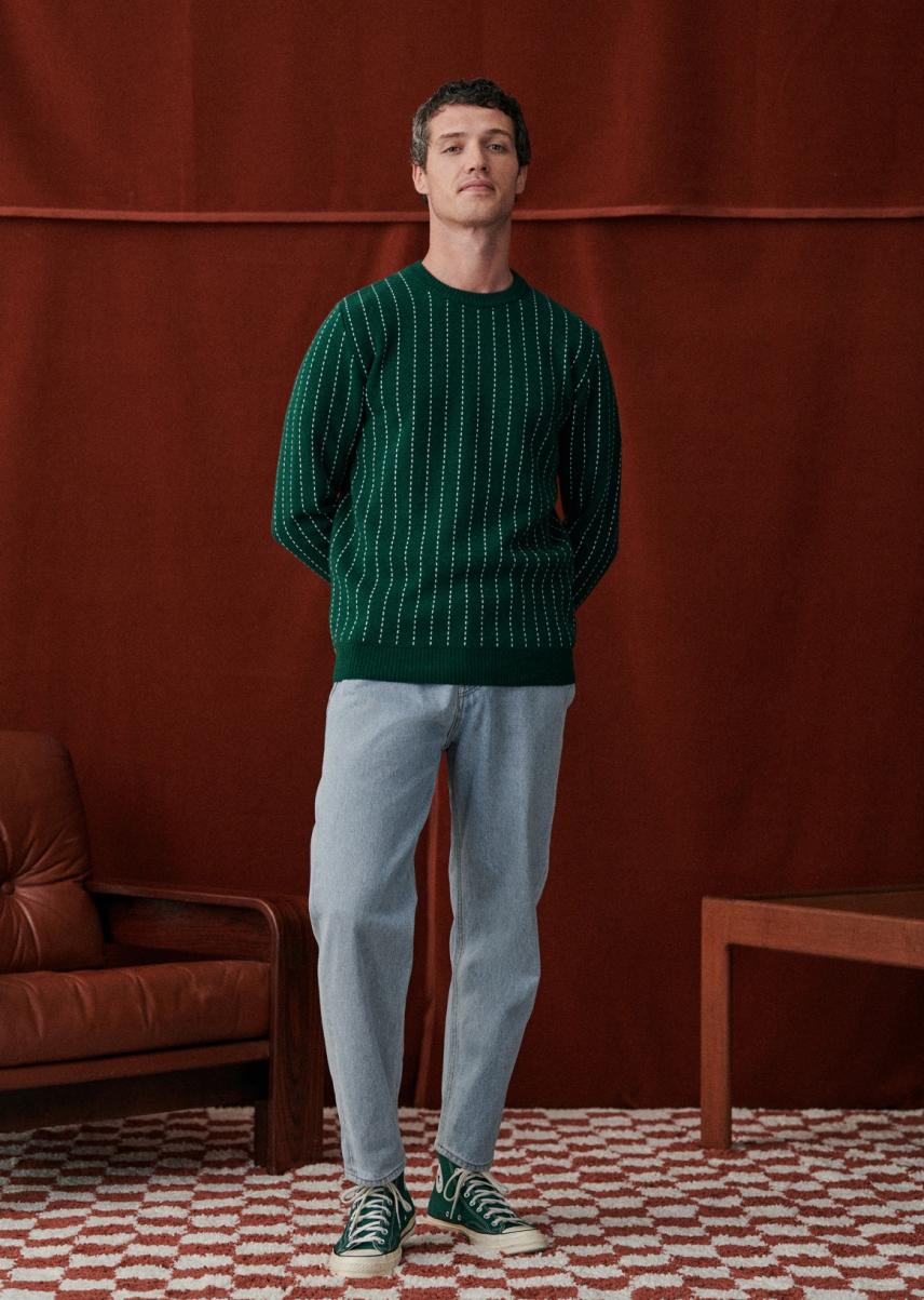 Darius Sweater Knitwear Men Discover Green / Ecru Sézane - 4