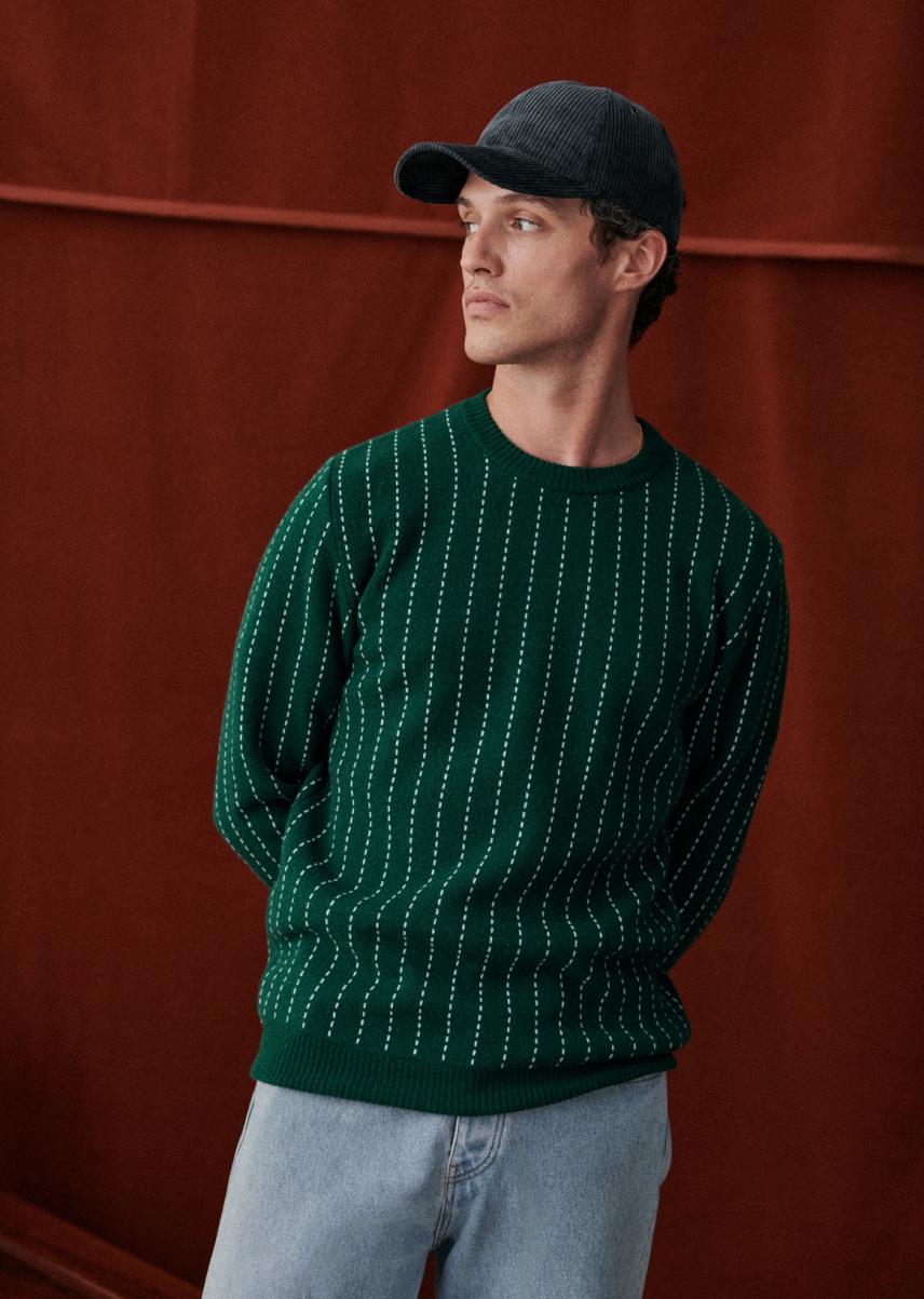 Darius Sweater Knitwear Men Discover Green / Ecru Sézane