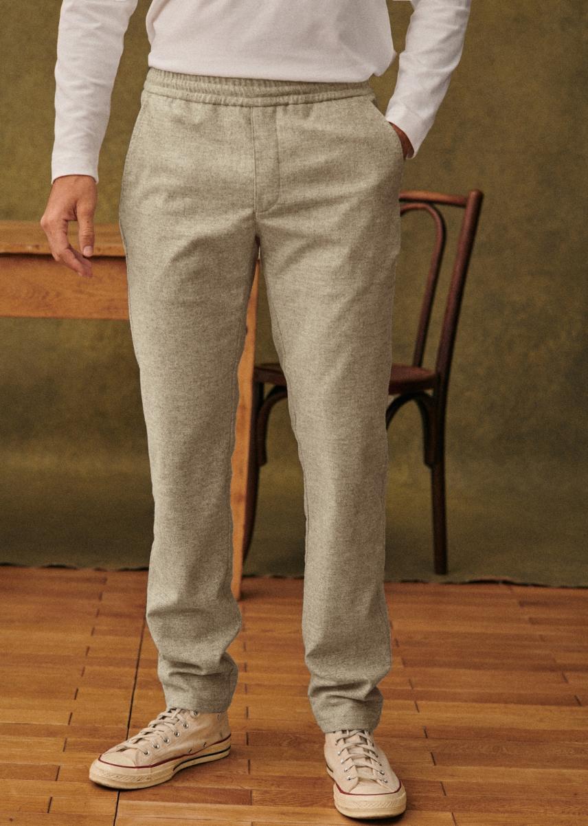 Sézane Light Grey Trousers Men Exceptional Danny Wool Trousers
