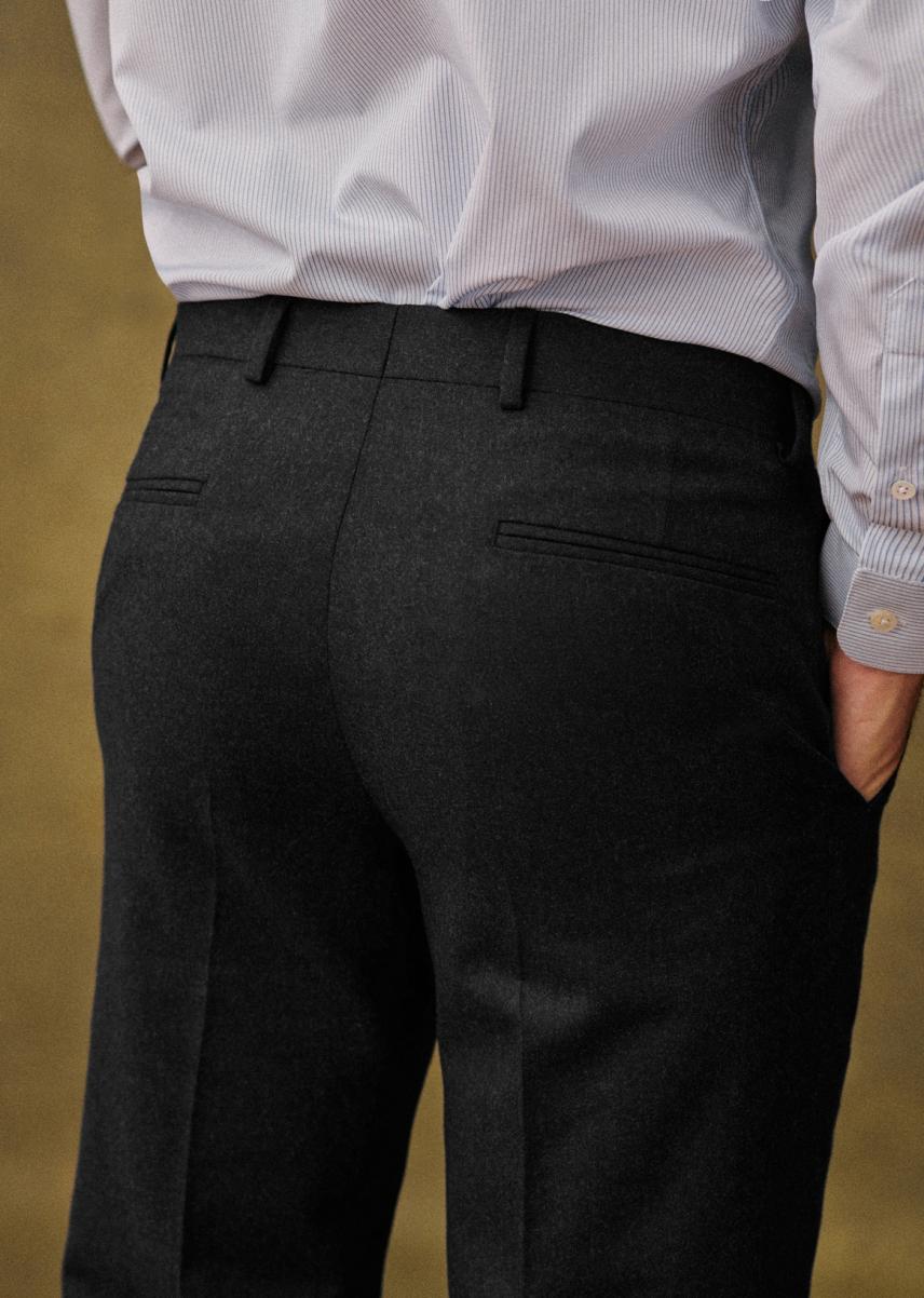 Warren Trousers Sézane Trousers Stylish Men Grey Full-Length Twill - 3