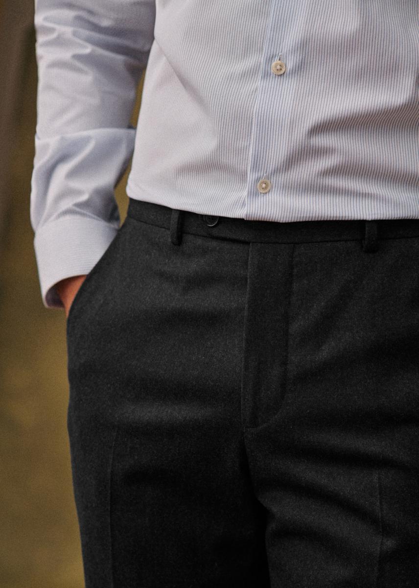 Warren Trousers Sézane Trousers Stylish Men Grey Full-Length Twill - 4