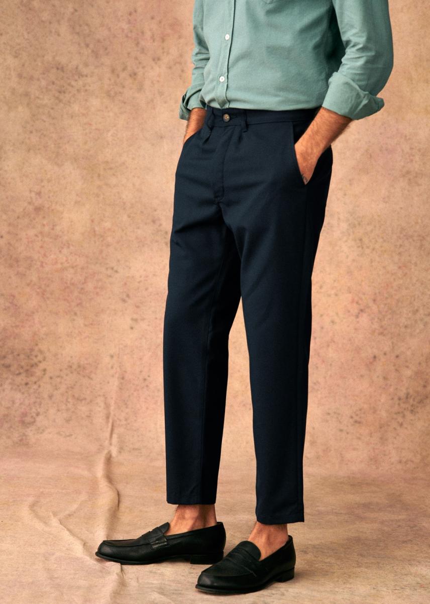 Early Bird Sézane Navy Blue Trousers Men Bergame Straight Pants - 4