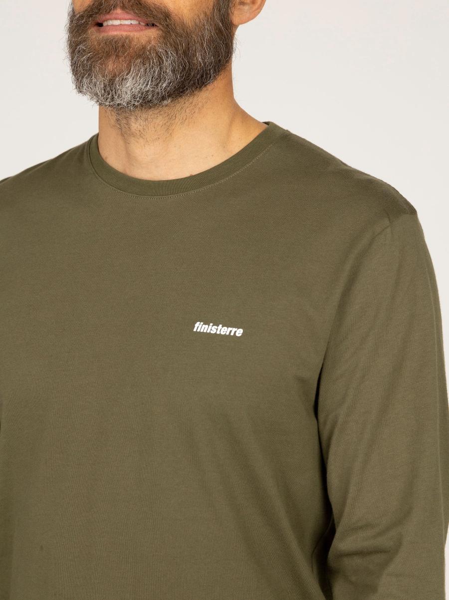 T-Shirts Finisterre Men's Harlyn Logo Long Sleeve T-Shirt Dark Olive Men