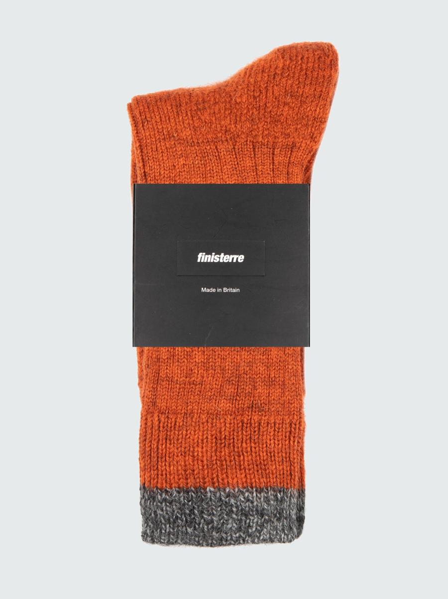 Men Finisterre Socks Bosun Sock Burnt Orange/Grey Marl - 1