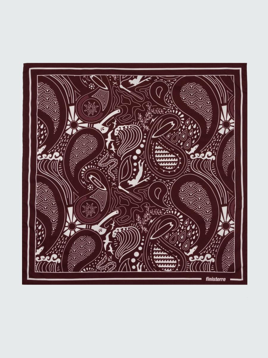 Finisterre Printed Handkerchief Men Scarves & Bandanas Dark Burgundy/Ecru
