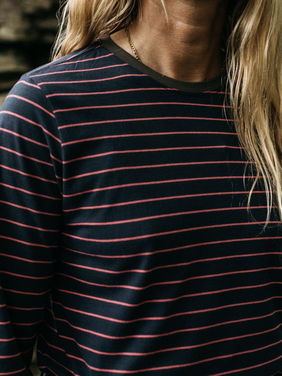 Women Finisterre Tops & T-Shirts Women's Eldon Long Sleeve T-Shirt Navy/Dusky Rose/Olive - 3