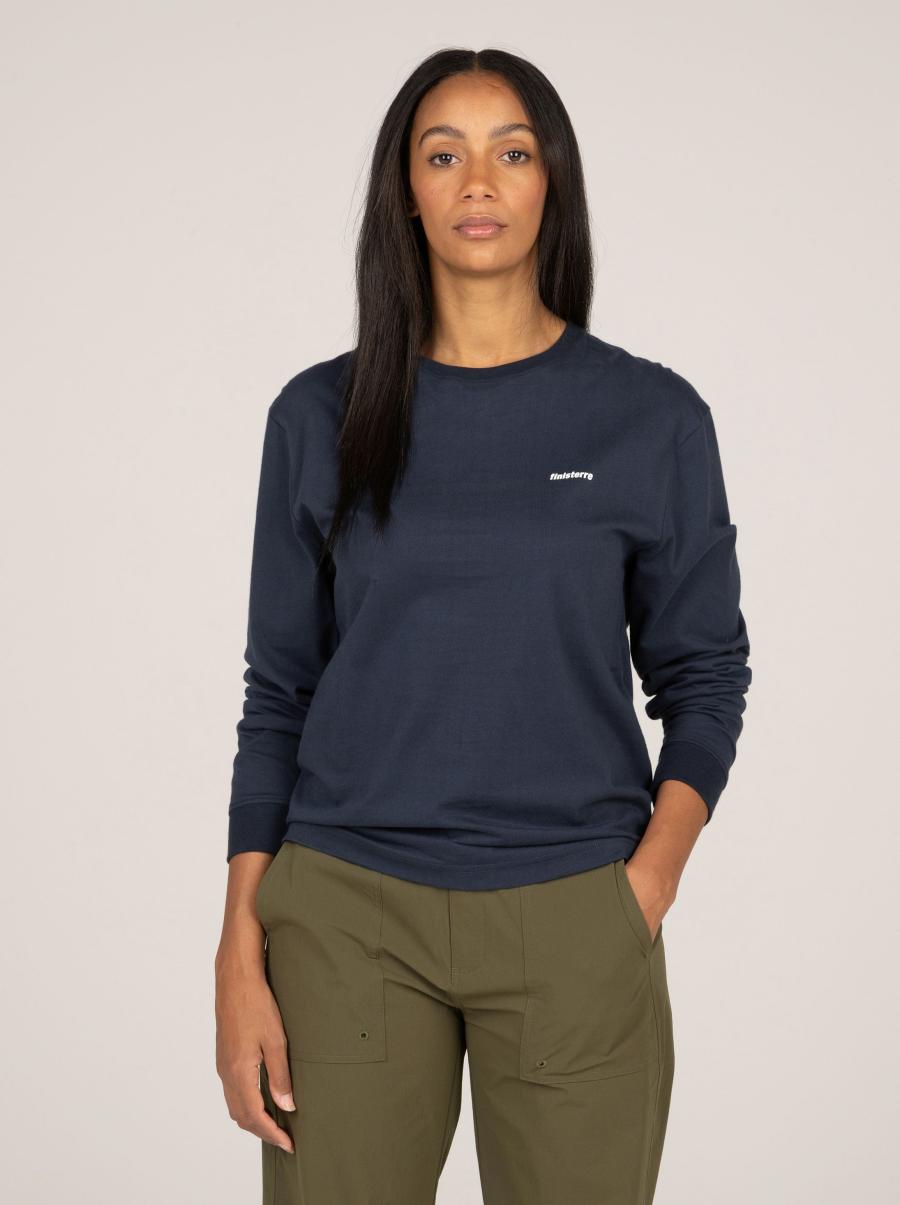 Women's Harlyn Logo Long Sleeve T-Shirt Finisterre Women Navy Tops & T-Shirts - 2