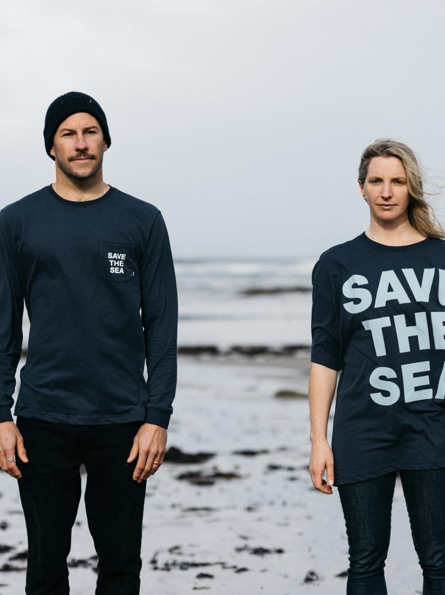 Tops & T-Shirts Navy Save The Sea Long Sleeve Pocket T-Shirt Women Finisterre - 3