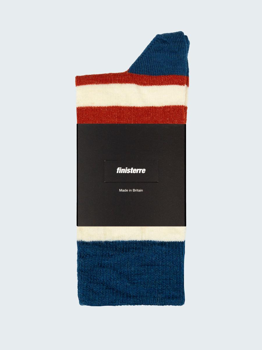 Kingfisher/Ecru/Brick Red Finisterre Last Long Original Sock Socks Men - 1