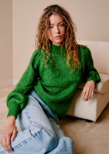 Women 70'S Green Sézane Knitwear Anneka Jumper Discounted