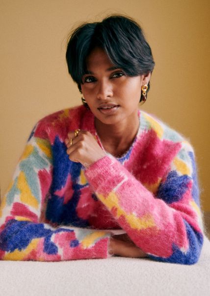 Sézane Knitwear Women Multicoloured Flowers Dominico Jumper Buy