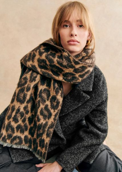 Leopard Print Made-To-Order Sézane Santorin Scarf Women Scarves