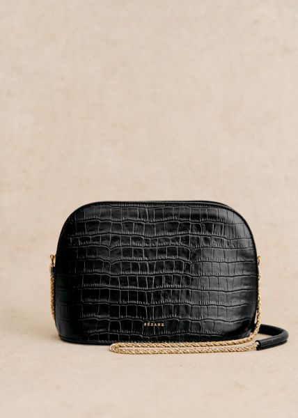 Cheap Women Sézane Victor Bag Black Crocodile Print Bags
