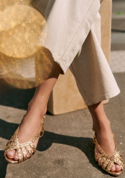Smooth Gold Braid Sézane Shoes Women Revolutionize Low Natacha Sandals