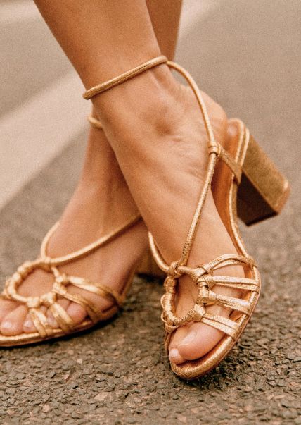 Women Sézane Shoes Smooth Gold Gloria Sandals Secure