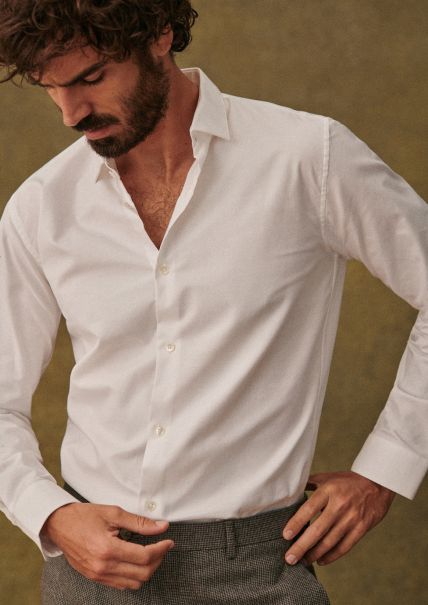 Men Sézane Contemporary White Pinpoint Allen Shirt Shirts