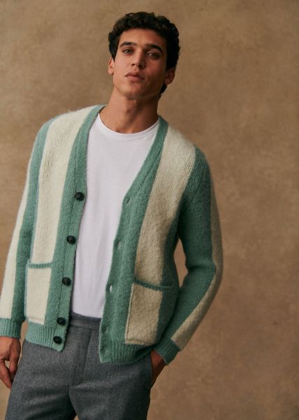 Knitwear Aqua Green / Ecru Men Mark Cardigan Unbeatable Price Sézane