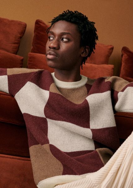 Ecru / Bordeaux / Camel Mallow Sweater Sézane Men Shop Knitwear