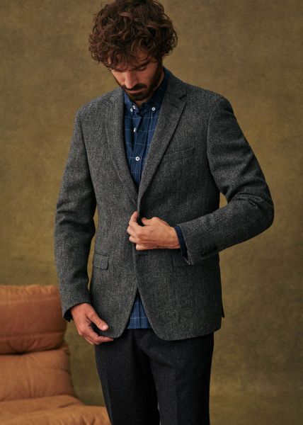 Lucas Tweed Jacket Jackets & Coats Chevron Grey Advanced Men Sézane