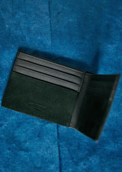 Retro Green Leather Goods Sézane Men Chris Bi Material Wallet