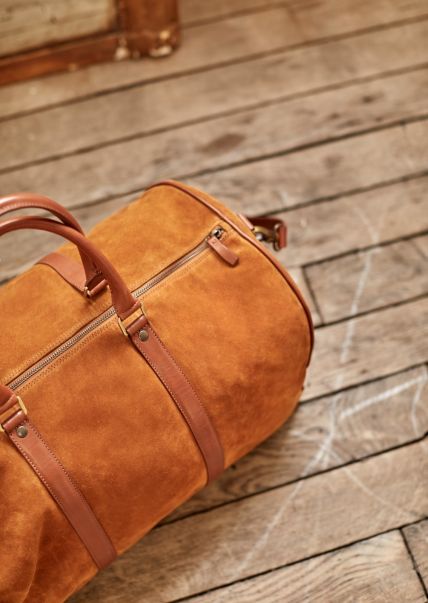 Secure Leather Goods Larkins Weekend Bag Men Camel Suede Sézane