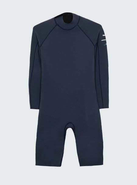 Wetsuits Men Finisterre Dark Ozone Men's Nieuwland 2E Yulex® Long Sleeve Shorty Wetsuit