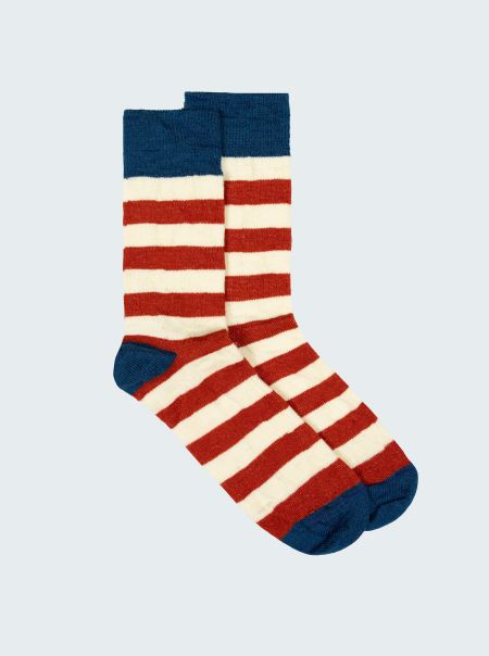 Socks Kingfisher/Ecru/Brick Red Last Long Original Sock Men Finisterre