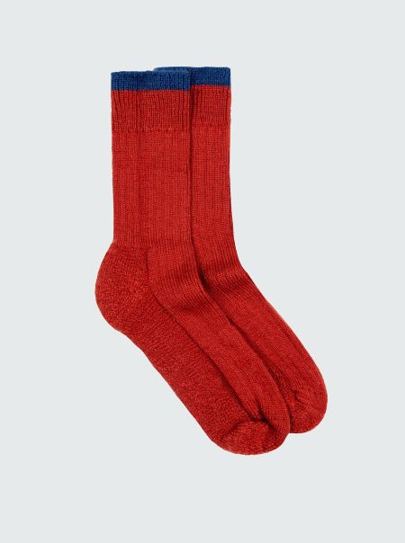 Men Bosun Sock Socks Brick Red/Atlantic Finisterre