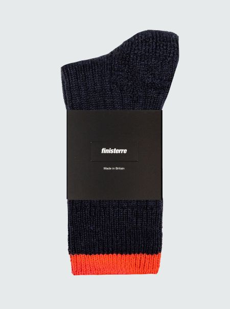 Navy/Bright Flame Men Finisterre Bosun Sock Socks